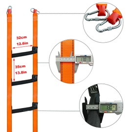 JANJOSN 9.8Ft Fire Escape Ladder, Portable & Reusable Fire Rope Ladder for Windows, Boats, Treehouses, Easy to Use for Kids & Adults (Orange)