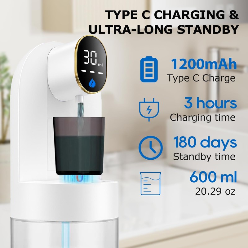 Automatic Mouthwash Dispenser for Bathroom, 21.12oz(600 ml)Touchless Smart Mouth Wash