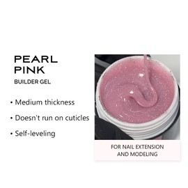 Sincero Salon Pearl Pink Solid Builder Gel for Nails - Hard Gel Builder for Extension - Nail Strengthener - LED UV Builder Gel for Nails - Nail Repair - Use with Nail Forms - Nail Hardener Gel 15 ml