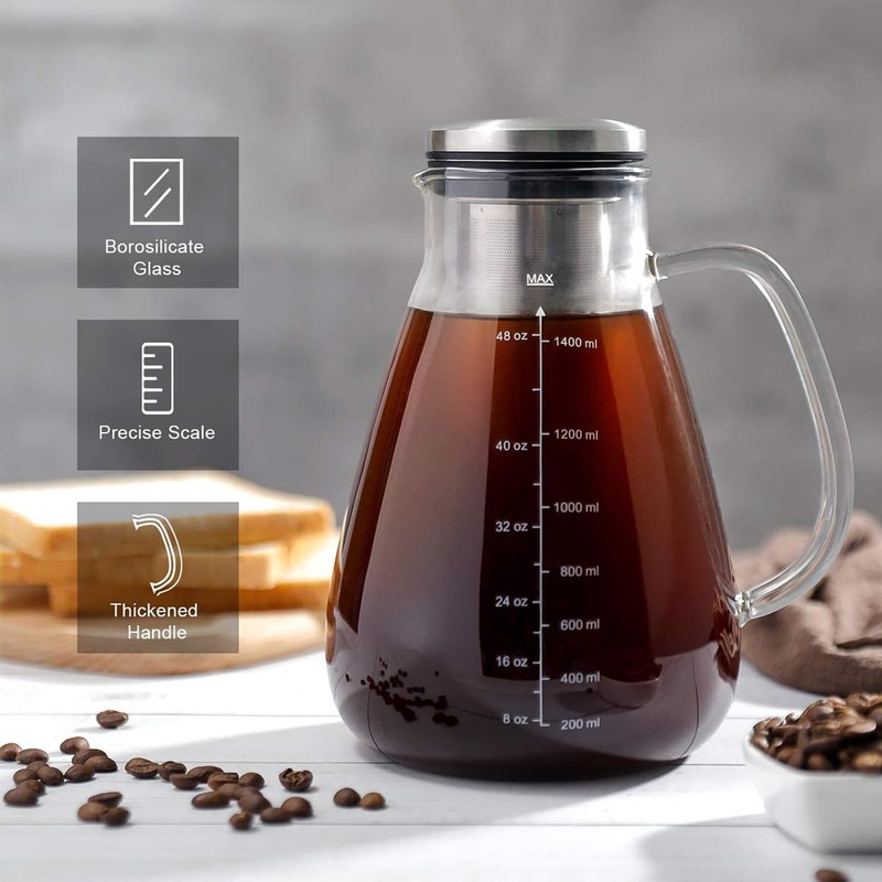 YMMIND Cold Brew Iced Coffee Maker 51oz, Brewed Coffee Pot