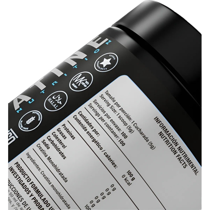 Creatina Monohidratada Pura Amz 500g 100 Servicios Mer Env
