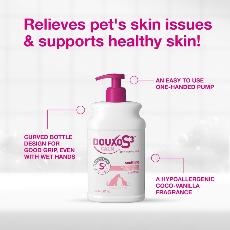 Douxo S3 Calm Shampoo, Contains 0.75% Ophytrium, Soothing, For Itchy,