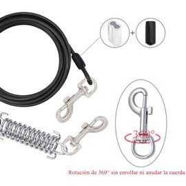 Correa para Perros, Correa de Acero,Correa para Perro de Alta,Perfecta para Perros Grandes Medianas y Pequeñas,3 Metros (Negro)