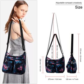 Kamo Crossbody Bag for Women - Multi-pocket Shoulder Bag Lightweight Messenger Bag Casual printed Purse Handbag Travel Bag