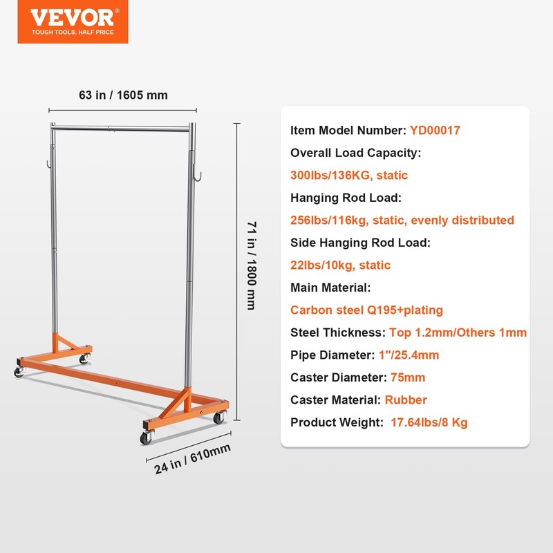 VEVOR Z Rack, 300 lbs Industrial Grade Z Base Garment