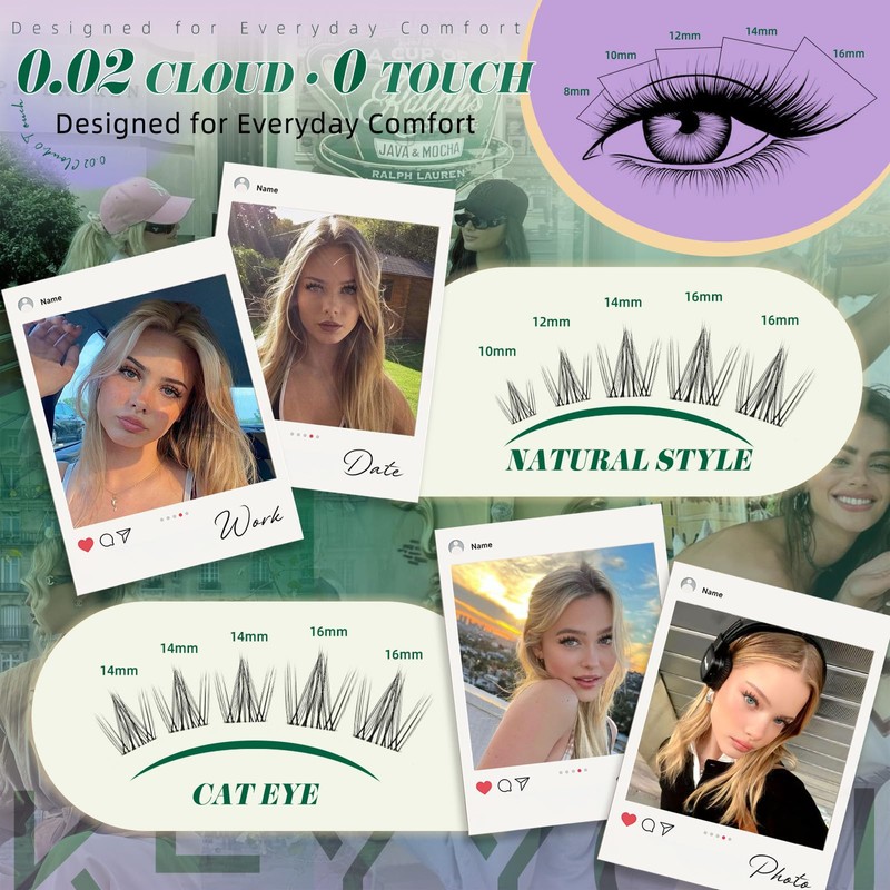 Natural Wispy Lash Clusters Kit CLOUD-A Ultra Soft DIY Set