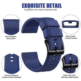 Ritche Christmas Gift 22mm Silicone Watch Band Quick Release Rubber Watch Bands for Men Women, White Elephant Gifts, Stocking Stuffers for Men