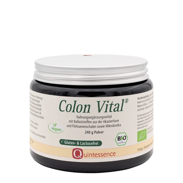 Colon Vital 240 g Powder in Organic Quality by Quintessence, Gluten Free, Lactose Free & Vegan, With Fibre & Microbiotic Cultures for Inner Wellbeing, Produced in Germany