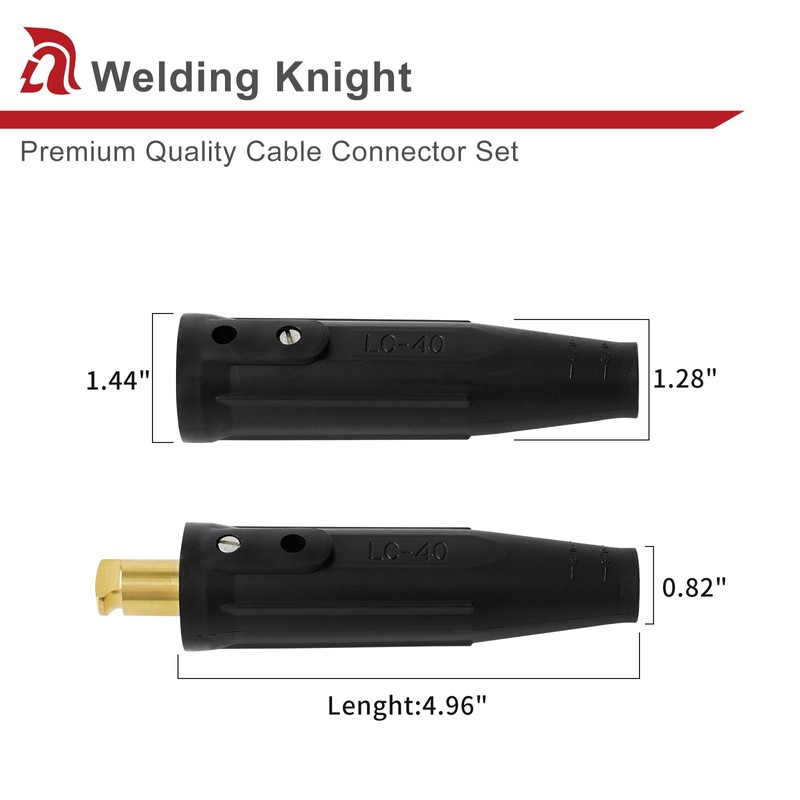 Welding Knight LC40 Welding Cable Connector Set Black Male and