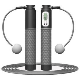 Senshuomy Skipping Rope with Counter,Digital Speed Jump Rope,LCD Display, 3 Display Modes,For Kids Adults Fitness, Adjustable Rope, Weighted & Non-slip Handle for Fitness(Grey)