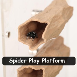 Jumping Spider Hide, Spider Hiding cave, Tree Jumping Spider Climbing Toy with cave, Magnetic Hiding Habitat, 3D Printed, Small Reptile Enclosure Decoration Accessories (Wood Color)