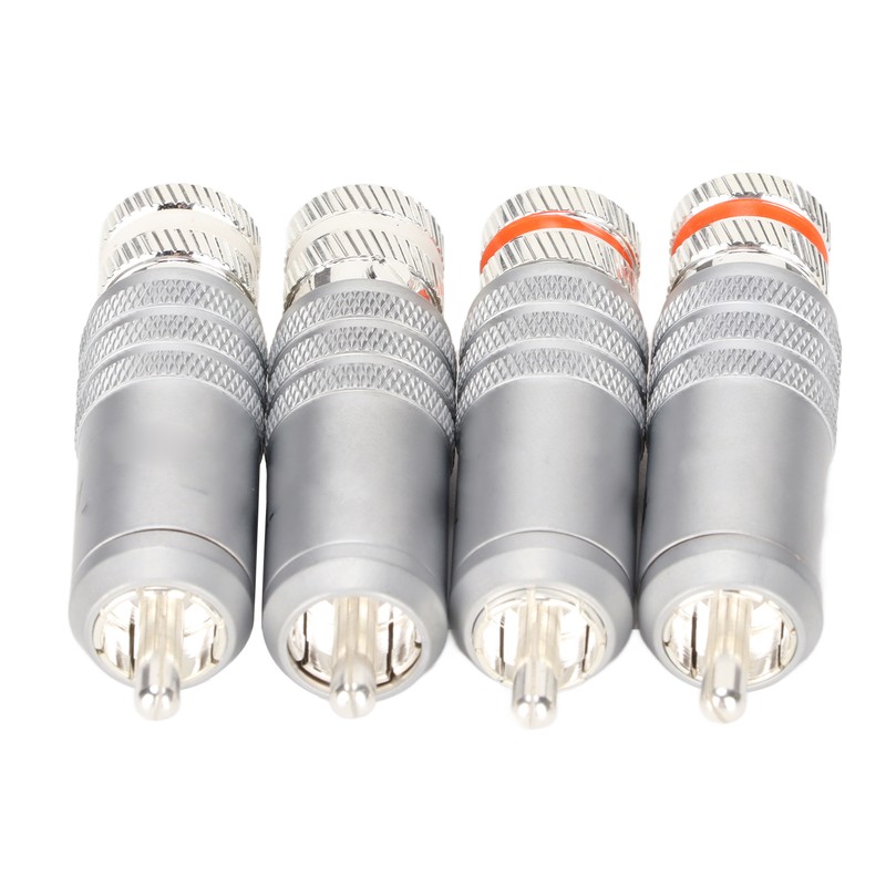 4pcs RCA Plug Silver Plated HIFI Solder RCA Connector Accommodates