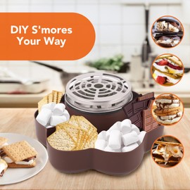 Electric S'mores Maker Tabletop Indoor, Flameless Marshmallow Roaster, Smores Kit with 6 Compartment Trays and 4 Forks, Housewarming Gifts for New House