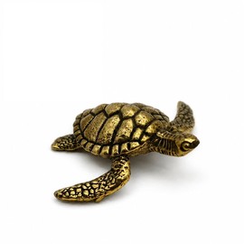 Brass Sea Turtle Figurine Coastal Home Decor Accent