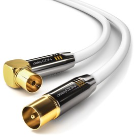 Deleycon TV Cable - Straight Plug / Socket 90° - Gold-Plated, 12,5m