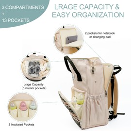 COTTONBEBE Western Diaper Bag with Changing Pad, Large Baby Bags Backpack with Stroller Straps & Insulated Pockets, Multifunction Waterproof Travel Diapers Back pack for Women & Man, Boho