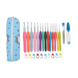 Crochet Hooks Kit Comfortable Ergonomic Soft Rubber Handle Different Colors Aluminum Material Knitting Needles Supplies