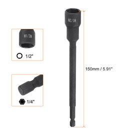 HARFINGTON Magnetic Nut Driver 1/2" x 1/4" Long Quick Change Hex Shank Magnetic SAE Nut Driver CRV Steel for Impact Drive Nuts Bolts Driver Bit Set for Drill