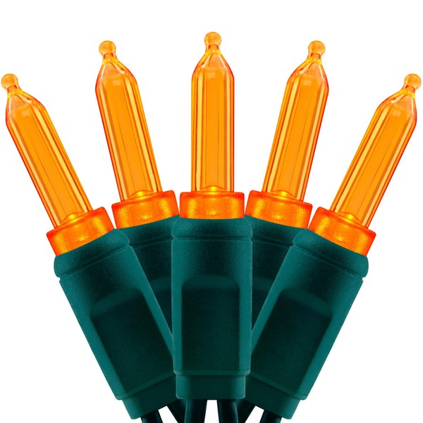 YULETIME Orange LED Christmas Lights, 33 ft 100 Count 4"