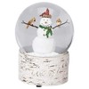 Snowman with Cardinal Friends 6 Inch Resin Musical Snowglobe Plays