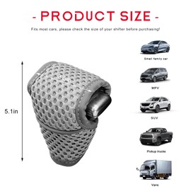 FSTURIOS Car Gear Shift Knob Cover, Anti-Slip Manual Automatic Shifting Knob Gear Handle Stick Protection, Breathable Automotive Rod Lever Shifter Knobs Cover for SUV Truck RV (Gray, Regular)