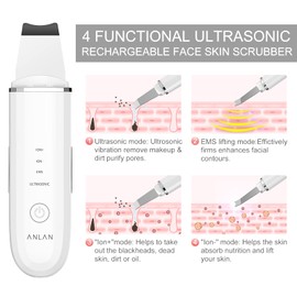 ANLAN Ultrasonic Exfoliator Skin Scrubber, Ultrasonic Scrub Pore Cleanser Acne Remover Ion Skin Cleansing Facial Care