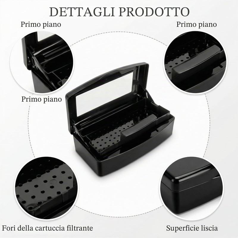 Sterilizzatore per strumenti per unghie, Vaschetta disinfettante con coperchio e