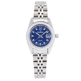 Peugeot Women's Luxury Status Wrist Watch with Fluted Bezel, Steel Bracelet and Date Window