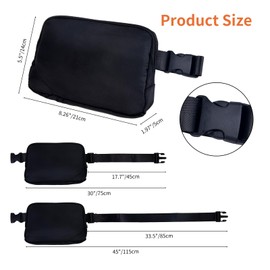2pcs Women's Waist Bag with Adjustable Straps,Crossbody Running Belt Bag, Hands-Free Pack Gifts for Travel Outdoors Workout Cycling Hiking to Girls Women Men Unisex - Black