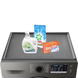 Washer and Dryer Covers for the Top, Anti-Slip Washing Machine Top Protector Mat, Dust-Proof & Quick Drying Washer Dryer Cover for Laundry Kitchen Home (Dark grey)