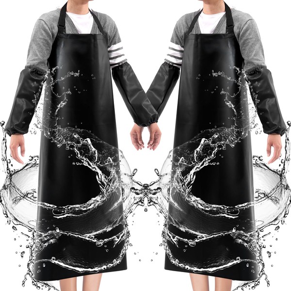 Waterproof Apron 43in PU Leather Heavy Duty for Gardening, Dishwashing,