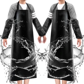 Waterproof Apron 43in PU Leather Heavy Duty for Gardening, Dishwashing, Meat Processing, Car Washing, and Pet Grooming