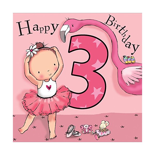 Twizler 3rd Birthday Card Girl Ballerina – Age 3 Birthday Card –Girls Birthday Card Age 3 –Happy Birthday Card 3 Year Old Girl -Childrens Birthday Cards – Happy Birthday Card Girl – Card Age 3 Girl