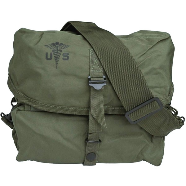 [Mil-Tec] US MEDICAL KIT BAG US Army Medical Corps Shoulder Bag with Emblem, OLIVE DRAB
