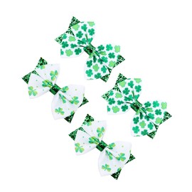Mikinona 4pcs Bowknot Hairpins Set Double Layer Clover Design for Patrick's Day Adorable Hair Accessories for Boys and Girls Lovely Hair Clips Light and Dark Green