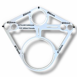 Drilling Template for Hanging Toilet Holders, 6 Diameters (Ø20 to Ø120 mm), Scribing Tool, Construction Site, Tile Tool 2.0, French Craftsman