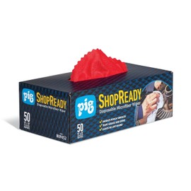 PIG ShopReady Microfiber Wipers| Durable Low-Lint Microfiber Rags | 50 per Box| 18" W x 18" L | Red | PM50826-RD