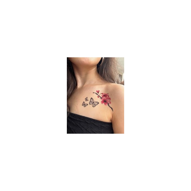 HB744X Cp03 Temporary Japanese Cherry Blossom Tattoo Butterfly Tattoo Fake