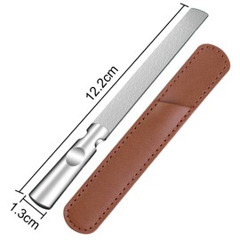 Stainless Steel Nail File Double Sided Lightweight for Men and Women, Reusable Manicure Files, with Non-Slip Handle and Leather Case