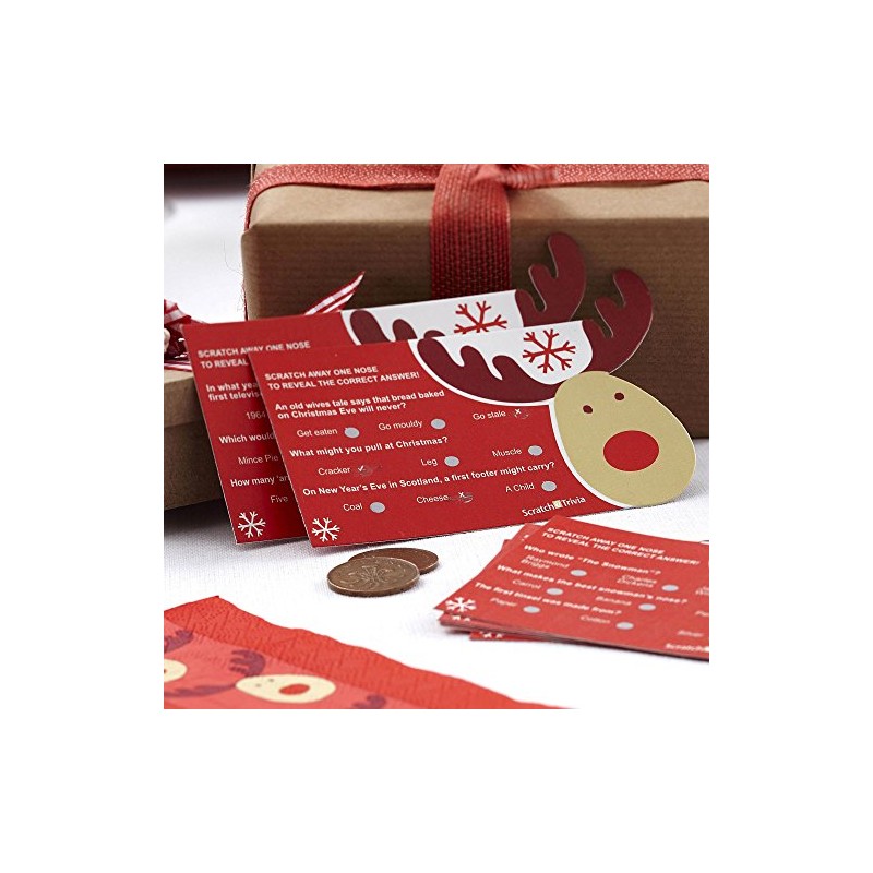 Neviti Rocking Rudolf-Scratch Trivia-10 Pack, Wood, Multi-Colour, 9 x 0.1