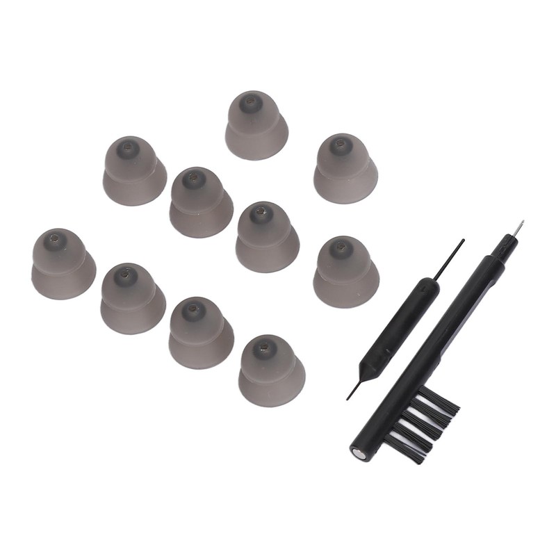 10pcs Black Silicone Double Layer Closed Domes Ear Tips with