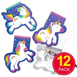 Baker Ross AT968 Notizblöcke in Regenbogenfarben und Einhornform, 12 Stück, für Kinder-Partytüten und kleine Spielzeuge für Kinder