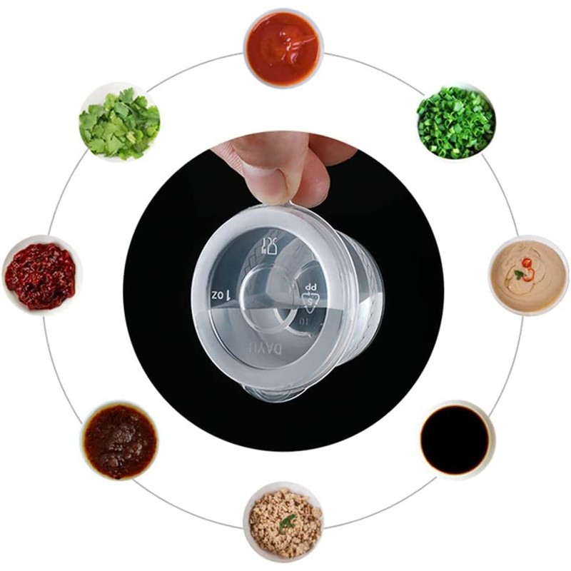 MIUPOO Plastic Souffle Cups,Disposable Clear Leak Proof Sauce Cup With