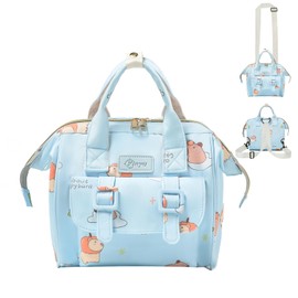 Small Diaper Bag Crossbody, Convertible Mini Diapers Backpack 4 in 1 w/Shoulder for Stroller, Travel, Small Mommy Daiper Tote with Insulated Pockets, Compact Baby Bag for Mom (Sky Blue Animal)