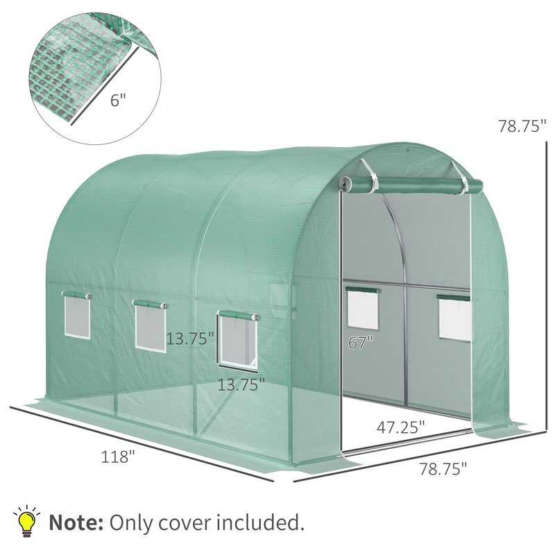 Outsunny 9.8' x 6.6' x 6.6' Plastic Greenhouse Cover Replacement,