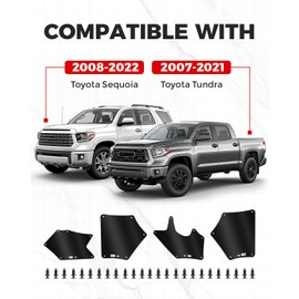 HECASA Front Splash Guards Fender Liner Shields w/Clips Compatible with 2007-2022 Toyota Tundra Sequoia Replace for 53737-0C030 53736-0C030 53739-0C020 Apron Seal Mud Flaps Mudflaps Mudguards 4Pcs