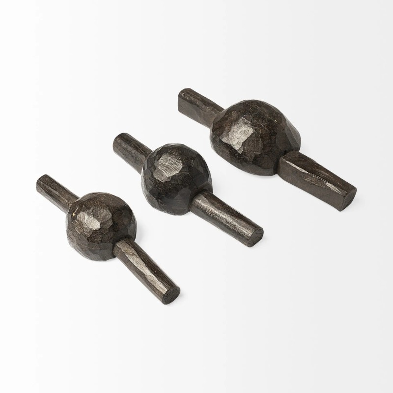 Homeroots Set of Three 3" Brown Metal Tabletop Sculpture