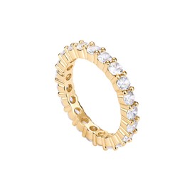 PAVOI 18K Gold Plated Cubic Zirconia Rings | 3.0mm Eternity Bands | Gold Rings for Women (Vermeil-Yellow, 8)