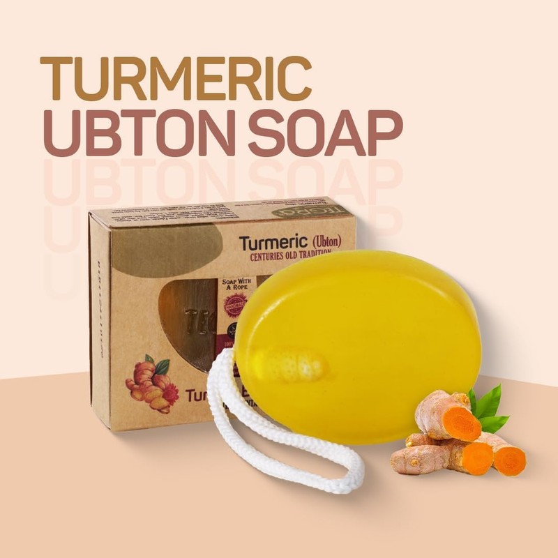 Natural Turmeric Ubton Soap on a Rope Bar for Face