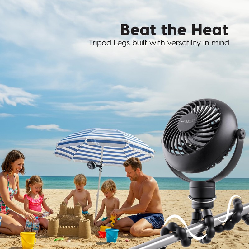 IRIS USA WOOZOO 3.5" Cordless Portable Personal Fan with Flexible